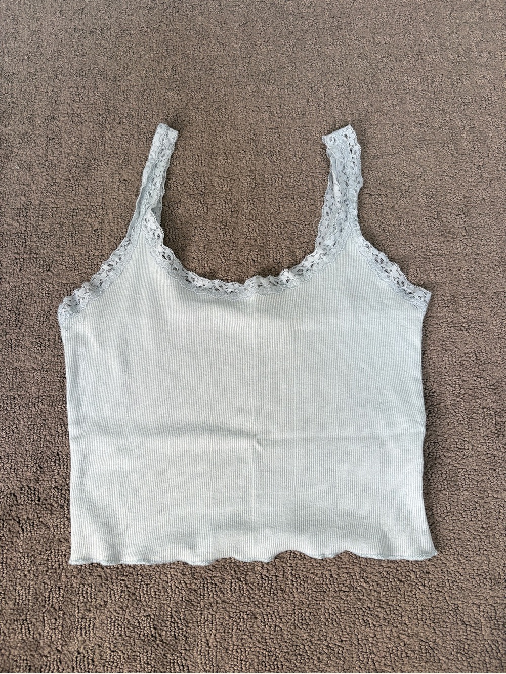 Cotton On Lace-Trim Ribbed Camisole - Light Blue